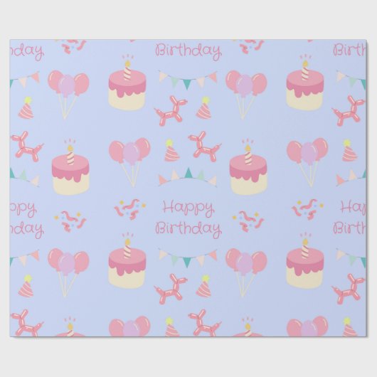 Pastel Birthday Celebration Cadeaupapier (Vlak)