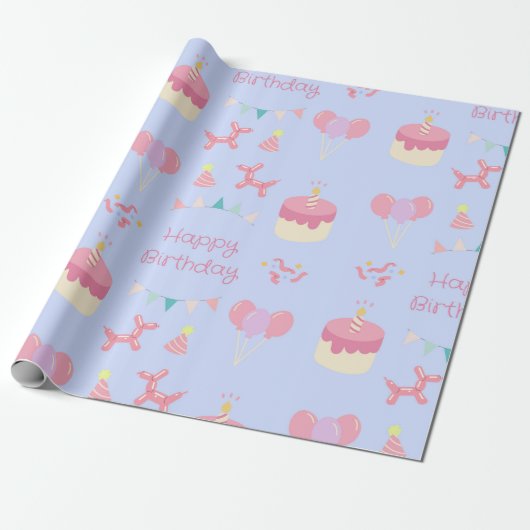 Pastel Birthday Celebration Cadeaupapier (Uitgerold)