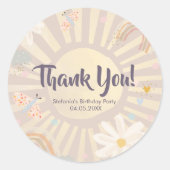 Pastel Birthday Girl Pink Thank You Round Sticker (Voorkant)