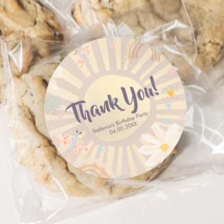 Pastel Birthday Girl Pink Thank You Round Sticker