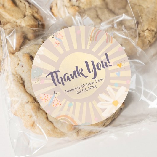 Pastel Birthday Girl Pink Thank You Round Sticker