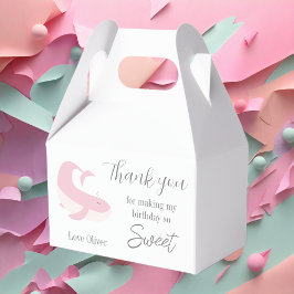 Pastel Birthday party (roze Lila walvis) Dank je w Bedankdoosjes
