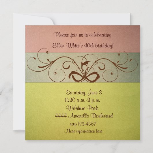 Pastel Birthday Uitnodiging (Achterkant)