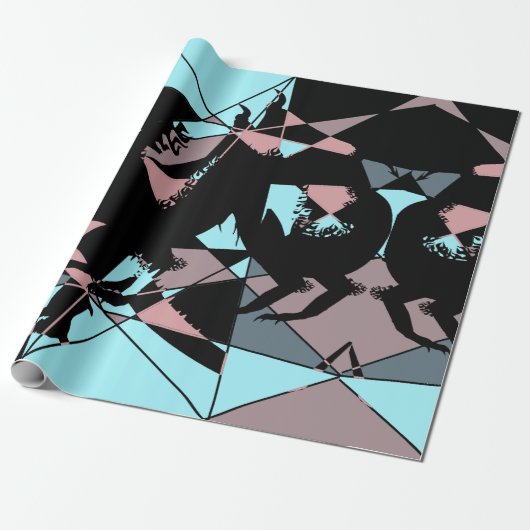 Pastel Black Blue Pink Grey abstract  Cadeaupapier (Uitgerold)