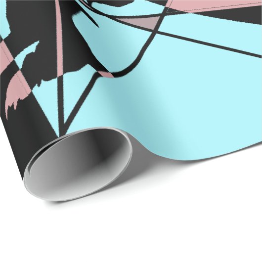 Pastel Black Blue Pink Grey abstract  Cadeaupapier (Rol Hoek)