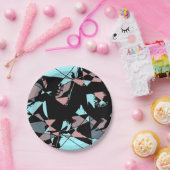 Pastel Black Blue Pink Grey abstract Papieren Bordje (Feest)