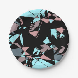 Pastel Black Blue Pink Grey abstract  Papieren Bordje