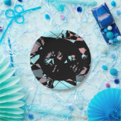 Pastel Black Blue Pink Grey abstract Papieren Bordje (Feest)