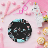 Pastel Black Blue Pink Grey abstract Papieren Bordje (Feest)