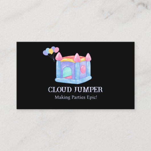 Pastel Black Bounce House Verhuur QR Code Visitekaartje (Voorkant)