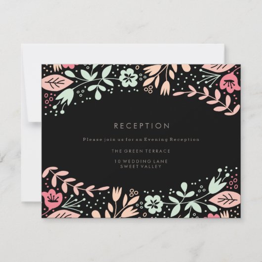 Pastel Black Modern Floral Weddenschap Kaart (Voorkant)