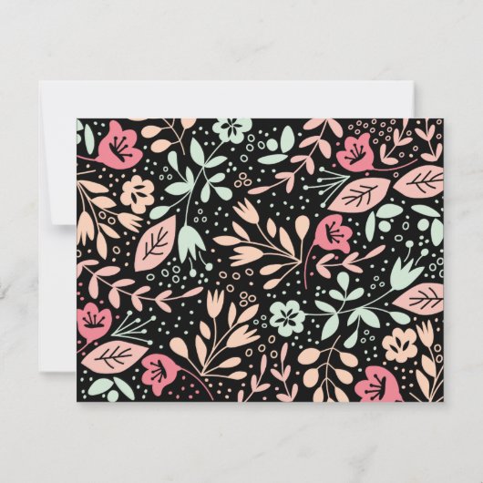 Pastel Black Modern Floral Weddenschap Kaart (Achterkant)