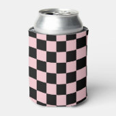 Pastel Black Pink Checkerboard Pattern Blikjeskoeler (Blikje Voorkant)