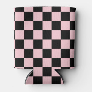 Pastel Black Pink Checkerboard Pattern Blikjeskoeler