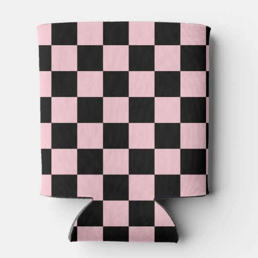 Pastel Black Pink Checkerboard Pattern Blikjeskoeler (Achterkant)