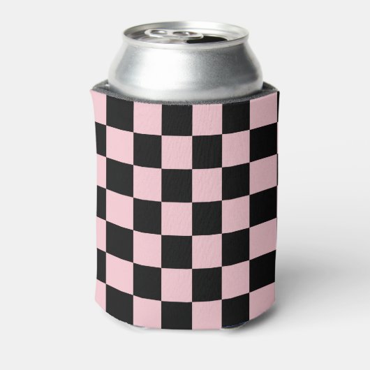 Pastel Black Pink Checkerboard Pattern Blikjeskoeler (Blikje Achterkant)