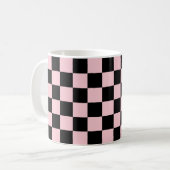 Pastel Black Pink Checkerboard Pattern Koffiemok (Voorkant links)