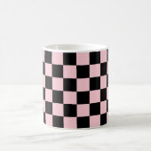 Pastel Black Pink Checkerboard Pattern Koffiemok (Center)
