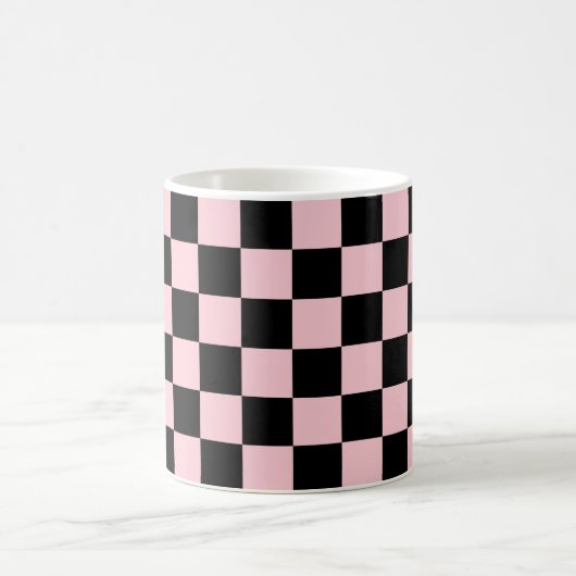 Pastel Black Pink Checkerboard Pattern Koffiemok (Center)