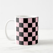 Pastel Black Pink Checkerboard Pattern Koffiemok (Links)