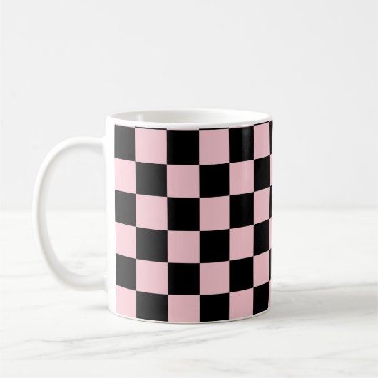 Pastel Black Pink Checkerboard Pattern Koffiemok (Links)