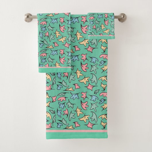 Pastel bladeren groen bad handdoek (Insitu)