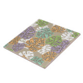 Pastel bladeren keramische tegel tegeltje (Zijkant)