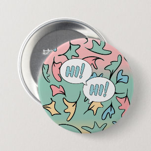 Pastel bladeren kleurrijk ronde button 7,6 cm