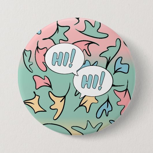 Pastel bladeren kleurrijk ronde button 7,6 cm (Voorkant)