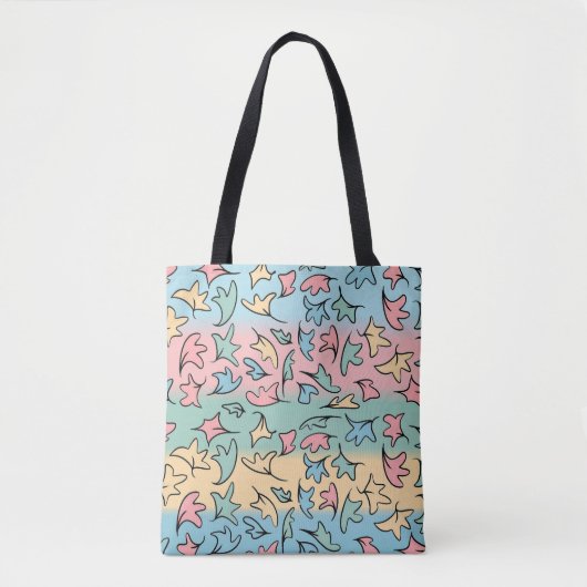Pastel bladeren kleurrijk tote bag (Voorkant)