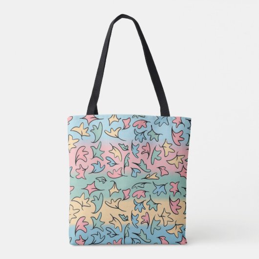 Pastel bladeren kleurrijk tote bag (Achterkant)