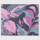 Pastel bladeren op donkere achtergrond cadeaupapier (Vlak)