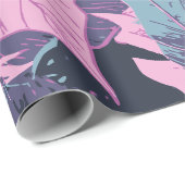 Pastel bladeren op donkere achtergrond cadeaupapier (Rol Hoek)