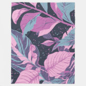 Pastel bladeren op donkere achtergrond fleece deken (Voorkant)