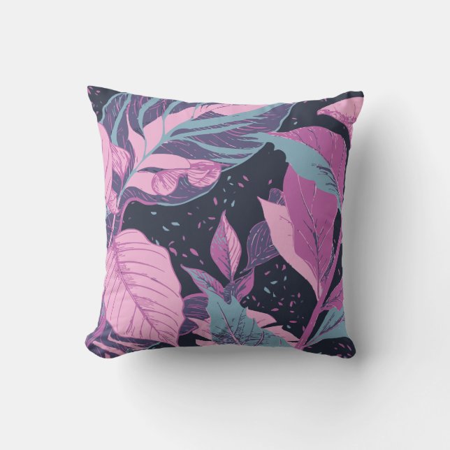 Pastel bladeren op donkere achtergrond kussen (Voorkant)