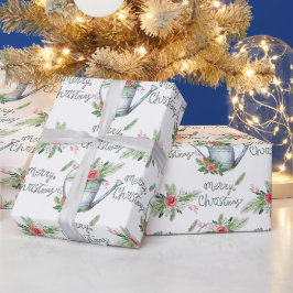 Pastel Blau Borstel Schrift Prettig Kerstmis Bloe Cadeaupapier