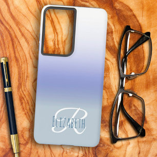 Pastel Blau Ombre Initiaal Monogram Samsung Galaxy Hoesje