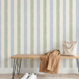 Pastel Blau Salie Groen Streep Boho Boerderij Behang