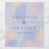 Pastel Blauw Abstracte Kunst Wijn Etiket (Enkel label)