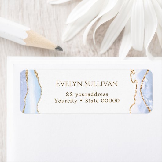 pastel blauw agate return address label (Insitu)