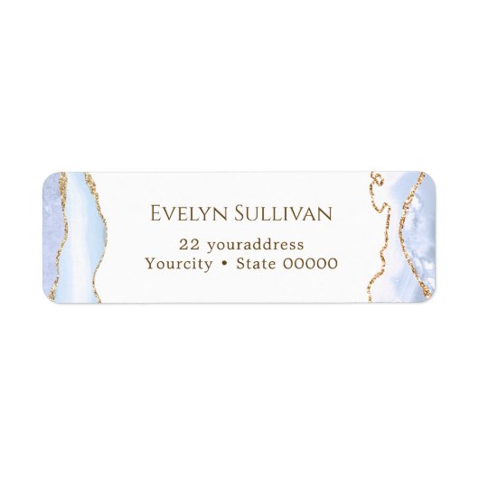 pastel blauw agate return address label (Voorkant)