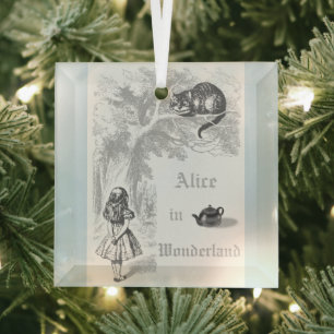 Pastel Blauw  Alice in Wonderland Glas Ornament