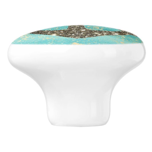 Pastel Blauw Anker Nautical Sailor Keramische Knop (Zijkant)