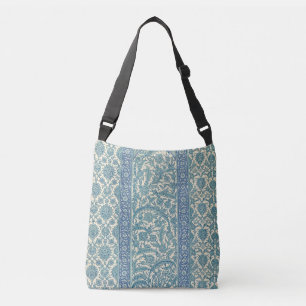 Pastel Blauw Arabisch vloerkleed Botanisch Patroo Crossbody Tas
