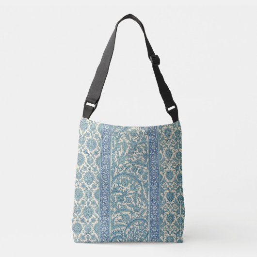 Pastel Blauw  Arabisch vloerkleed Botanisch Patroo Crossbody Tas (Voorkant)
