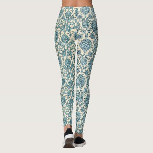Pastel Blauw  Arabisch vloerkleed Botanisch Patroo Leggings (Achterkant)