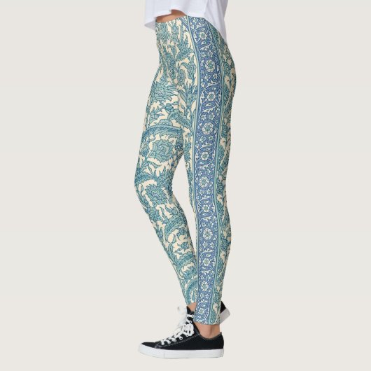 Pastel Blauw  Arabisch vloerkleed Botanisch Patroo Leggings (Links)