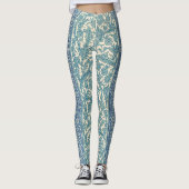 Pastel Blauw  Arabisch vloerkleed Botanisch Patroo Leggings (Voorkant)