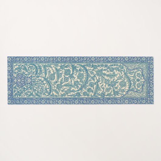 Pastel Blauw  Arabisch vloerkleed Botanisch Patroo Yogamat (Achterkant (horizontaal))