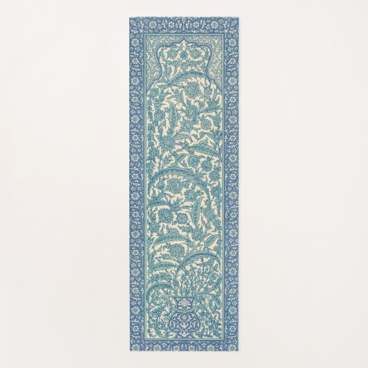 Pastel Blauw Arabisch vloerkleed Botanisch Patroo Yogamat (Voorkant)